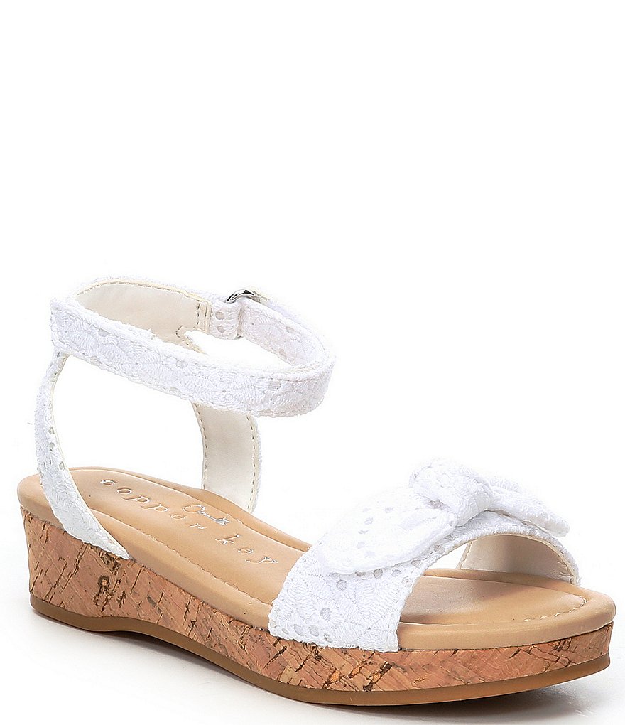 Copper Key Girls' Dearisst Eyelet Bow Flatform Wedges (Youth)