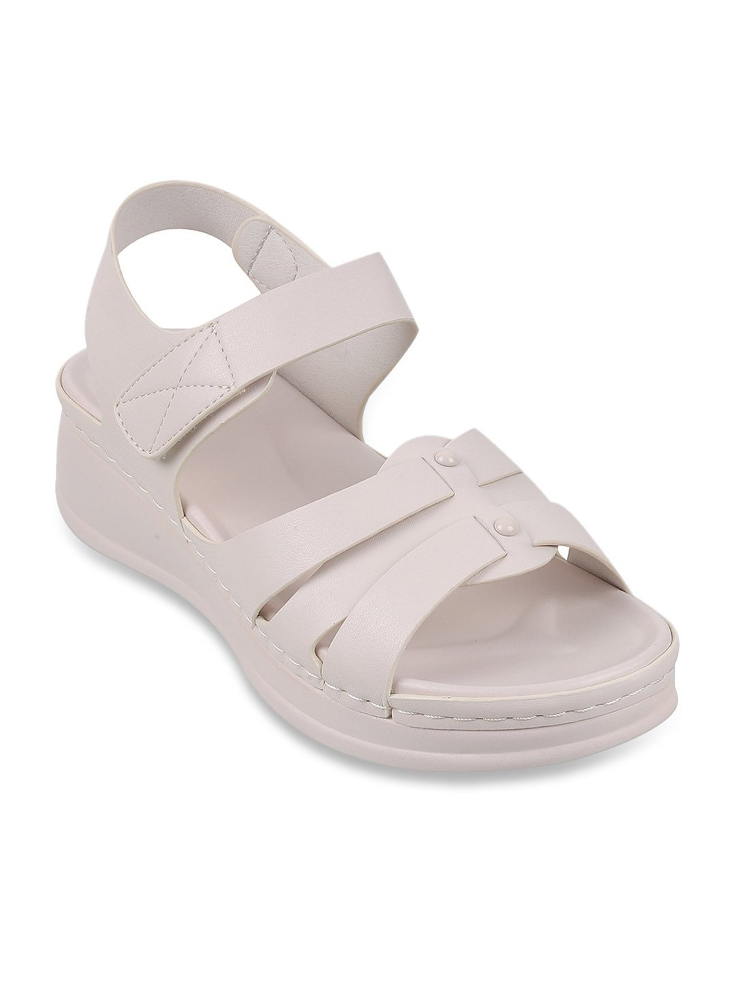 Metro Women's Beige Ankle Strap Wedges