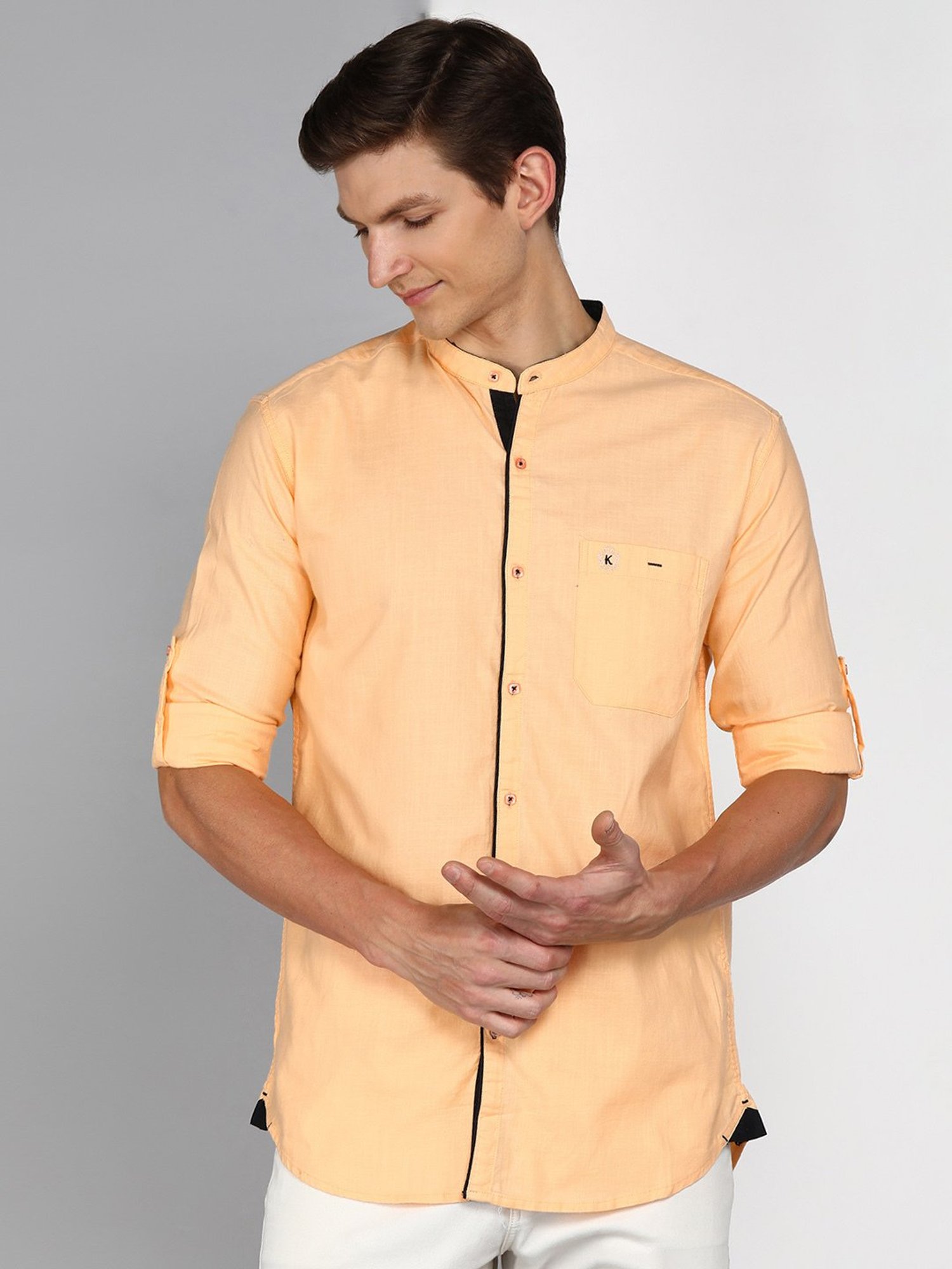 Kuons Avenue Peach Slim Fit Shirt