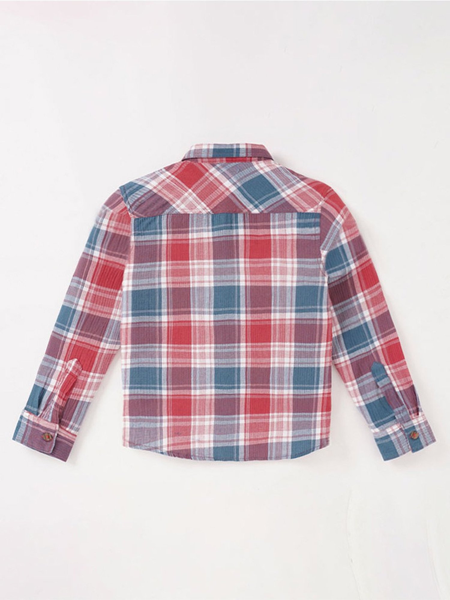 Edheads Kids Red & Blue Cotton Chequered Full Sleeves Shirt