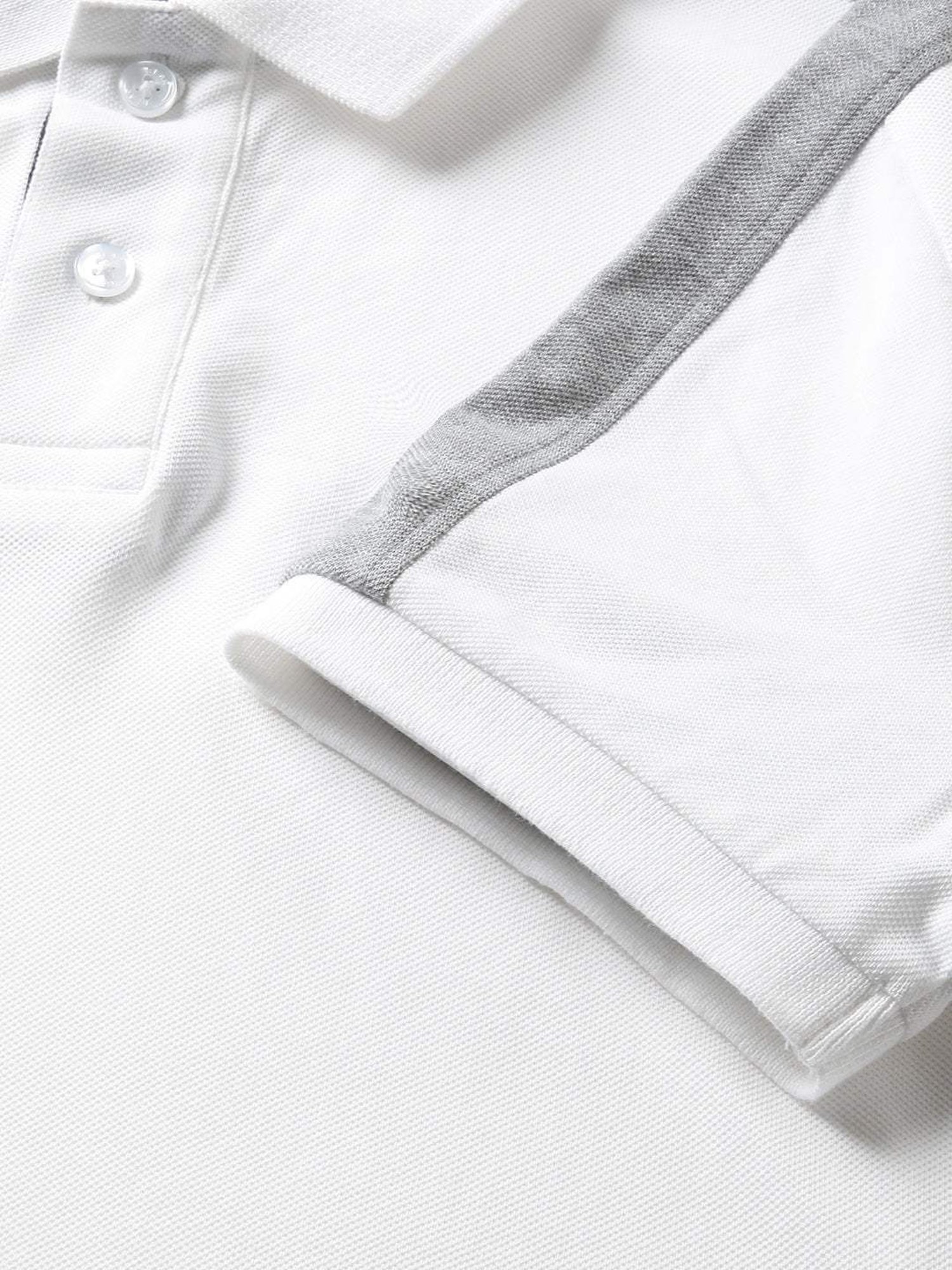 The Bear House White Cotton Slim Fit Colour Block Polo T-Shirt