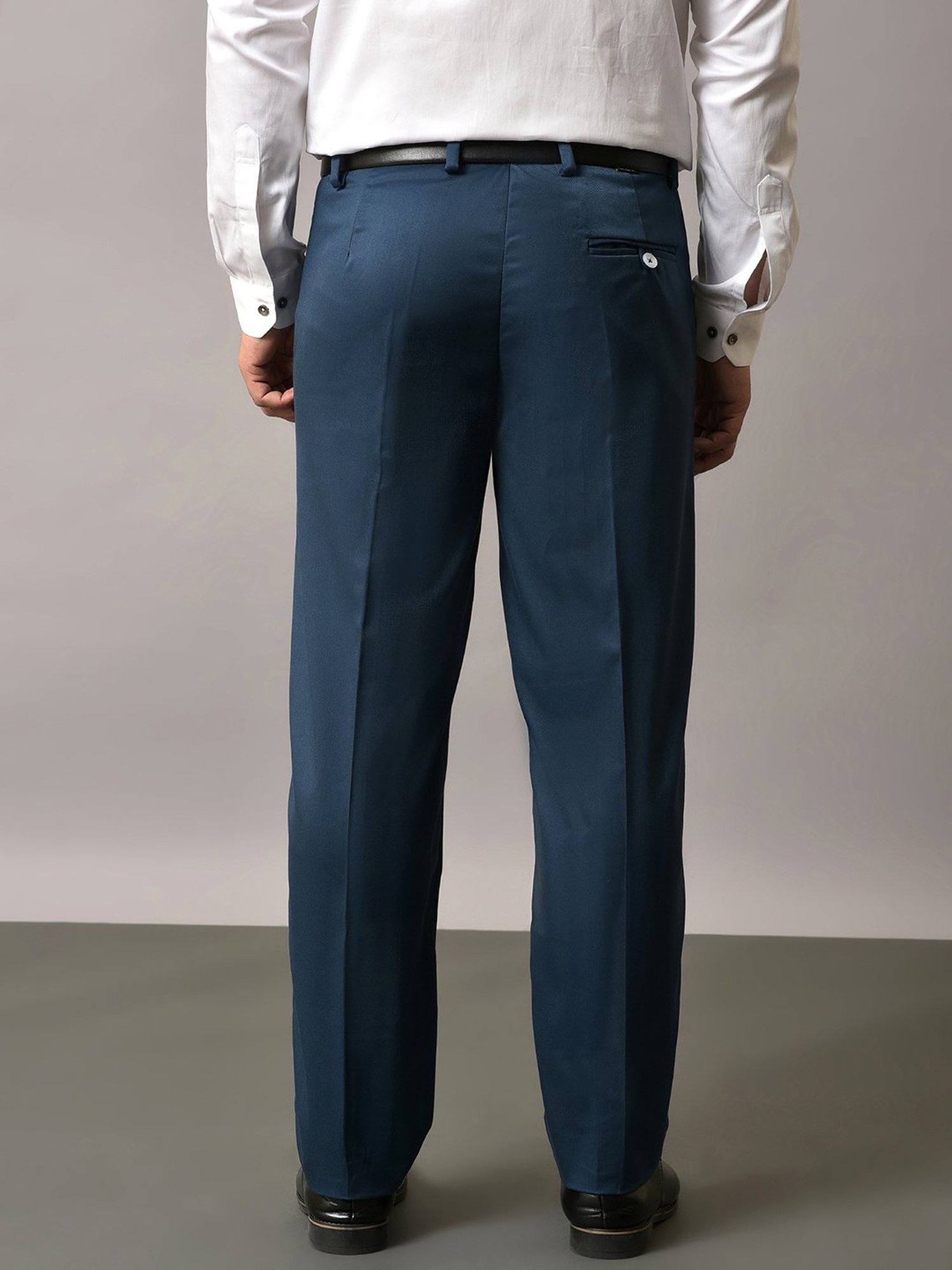 Hangup Teal Regular Fit Flat Front Trousers
