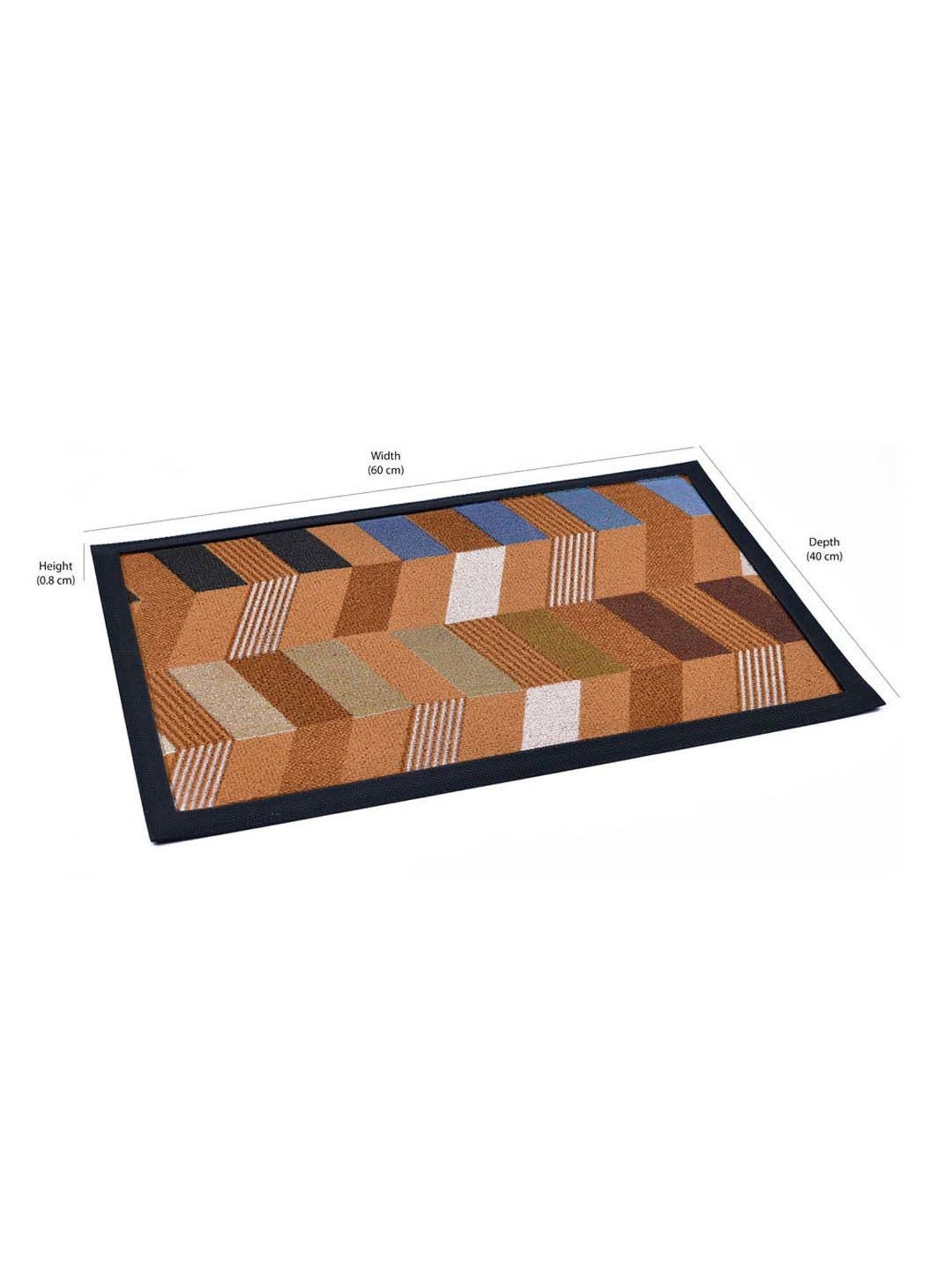 @home Brown Fiber Zig Zag Design Anti-Slip Door Mat