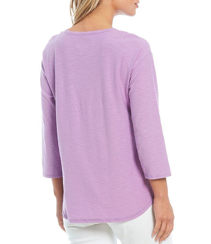 Westbound 3/4 Sleeve Seam Solid Cotton Blend Tee