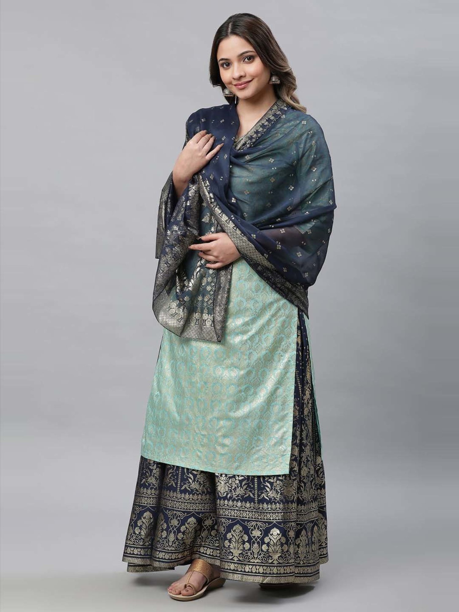 Aurelia Navy Printed Dupatta
