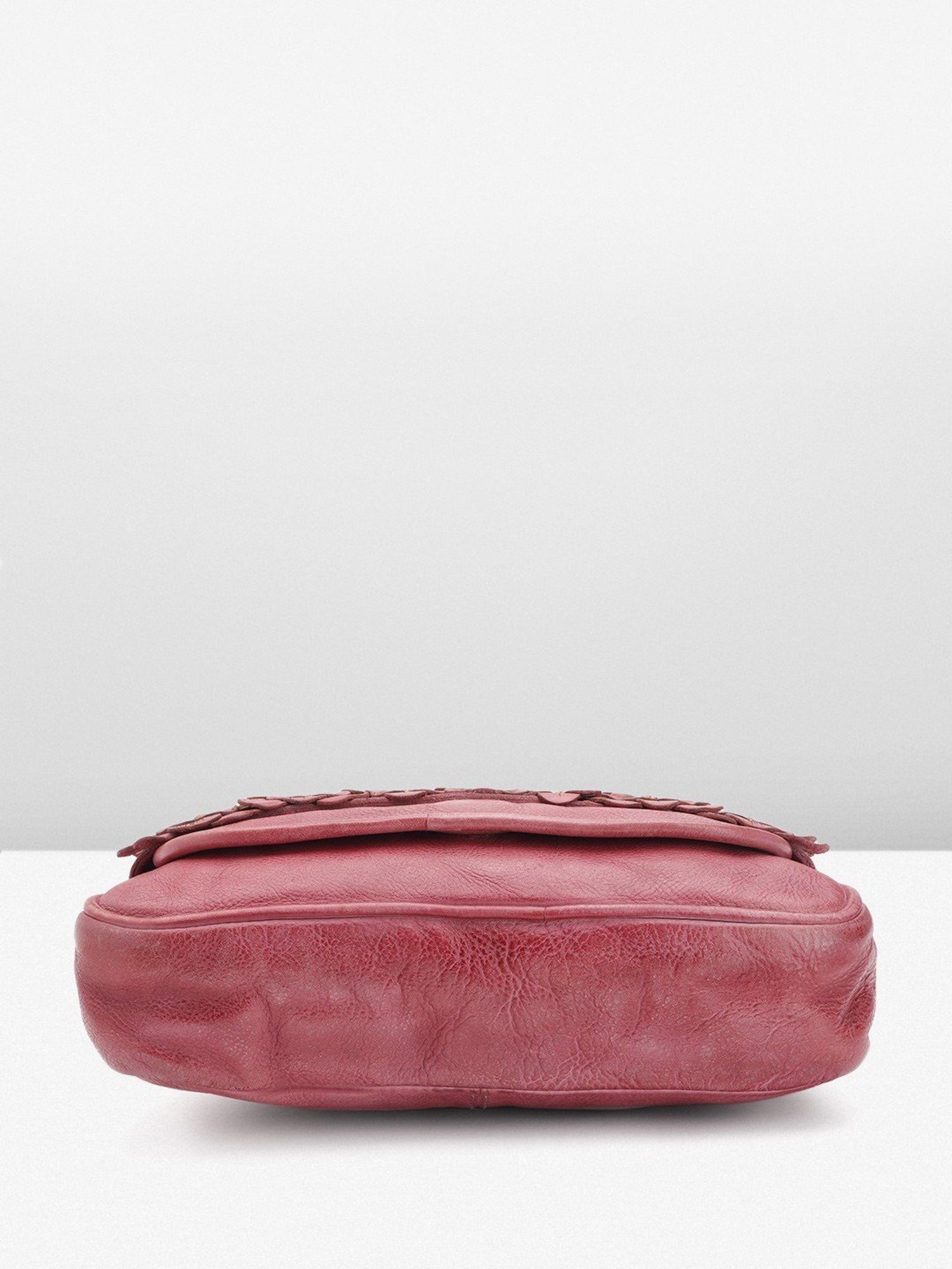 Art N Vintage Roseate Rose Pink Leather Floral Medium Sling Handbag