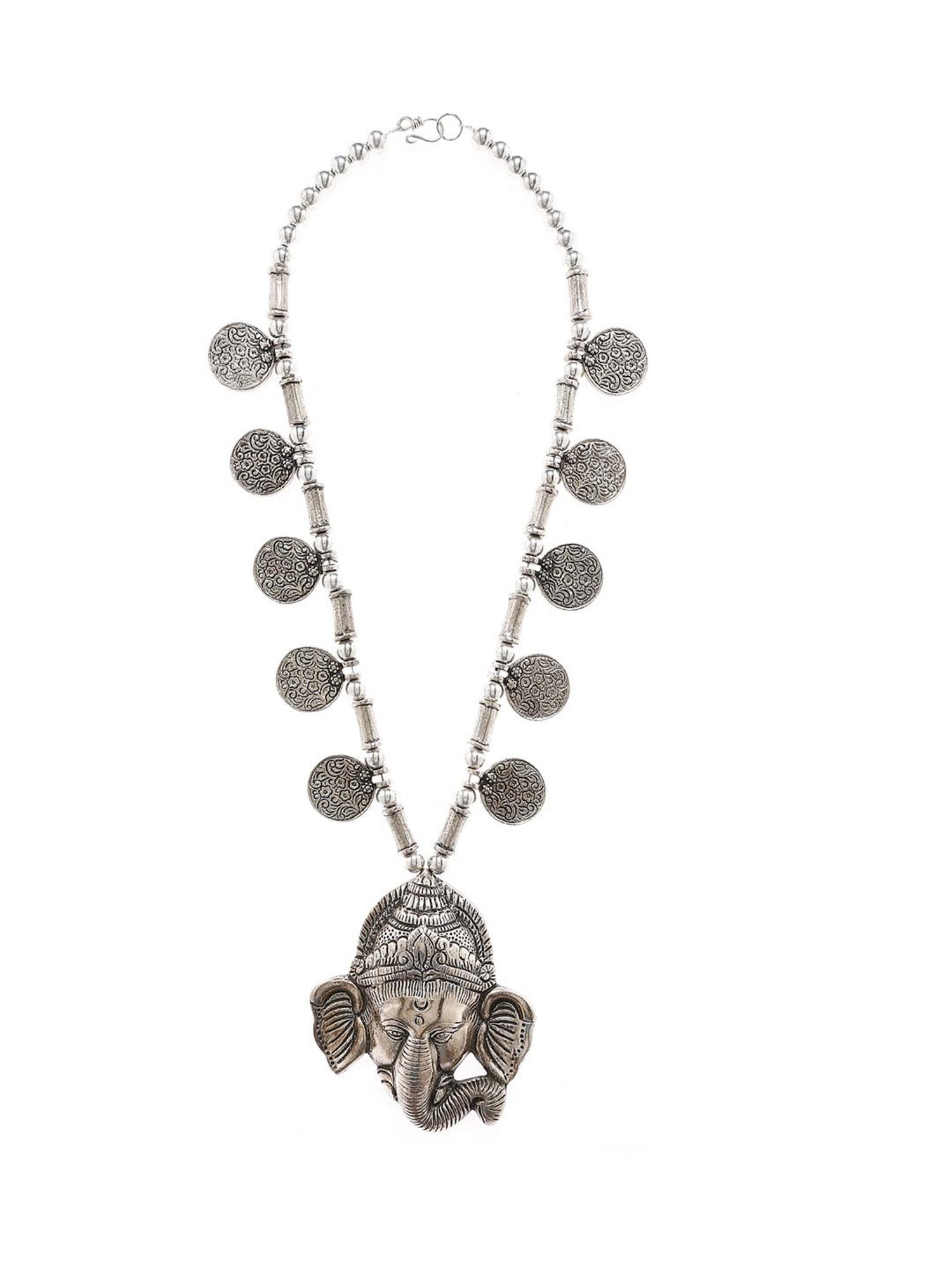 Imli Street Ganesh Design Silver Necklace
