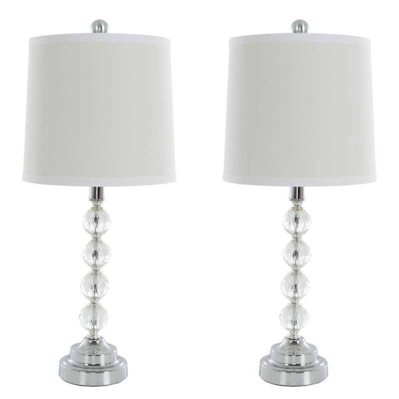 Set of 2 Table Lamps Faceted Crystal Balls (Includes LED Light Bulb) - Yorkshire Home