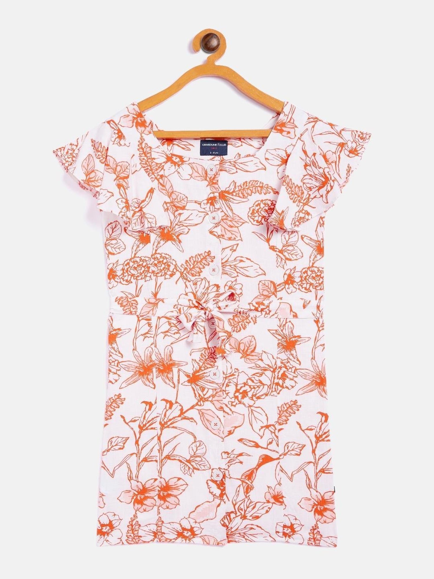 Crimsoune Club Kids Orange Printed Dress