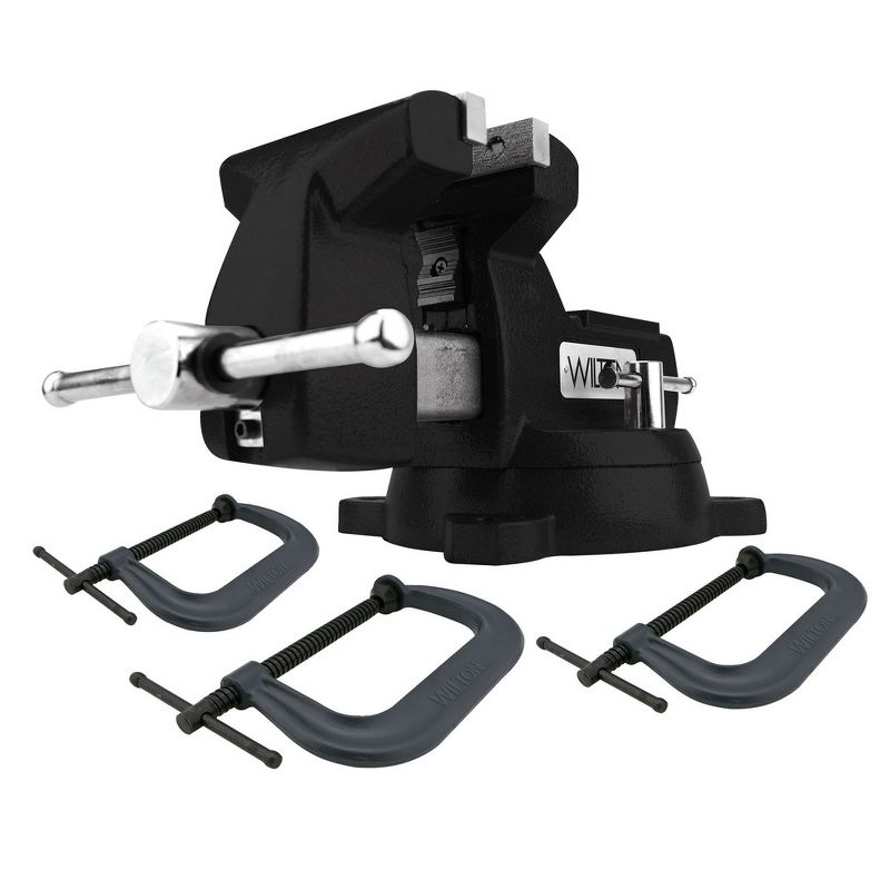Wilton 21500K Holding Strong Kit, Black 746 Mechanics Vise & 3-Piece 400 Series C-Clamp Set
