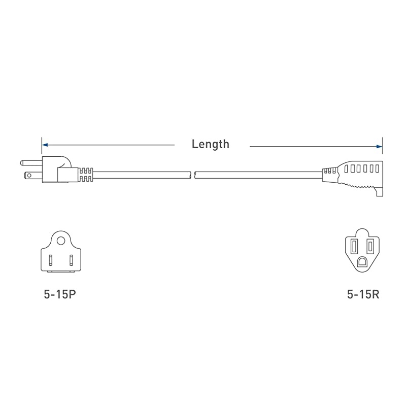 2Pack 16 AWG Heavy Duty AC Power Extension Cord Power Extension in 6 Feet NEMA 515P to NEMA 515R