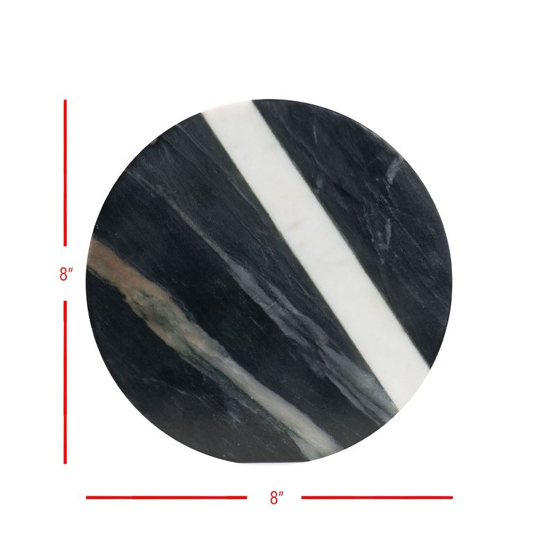 Round Black Marble with White Marble Inlay Kitchen Trivet - Foreside Home & Garden