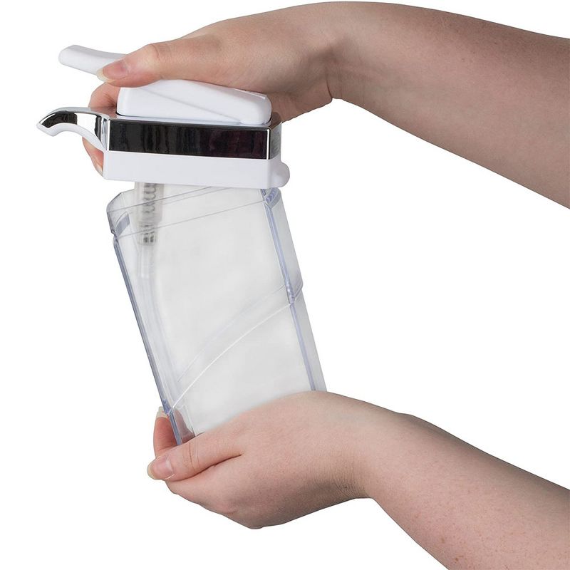 Casabella 8550086 Hand Pump Sink Sider Solo with Sponge and Chrome Plating for Daily Handwashing in the Kitchen, Bathroom, or Laundry Room, White