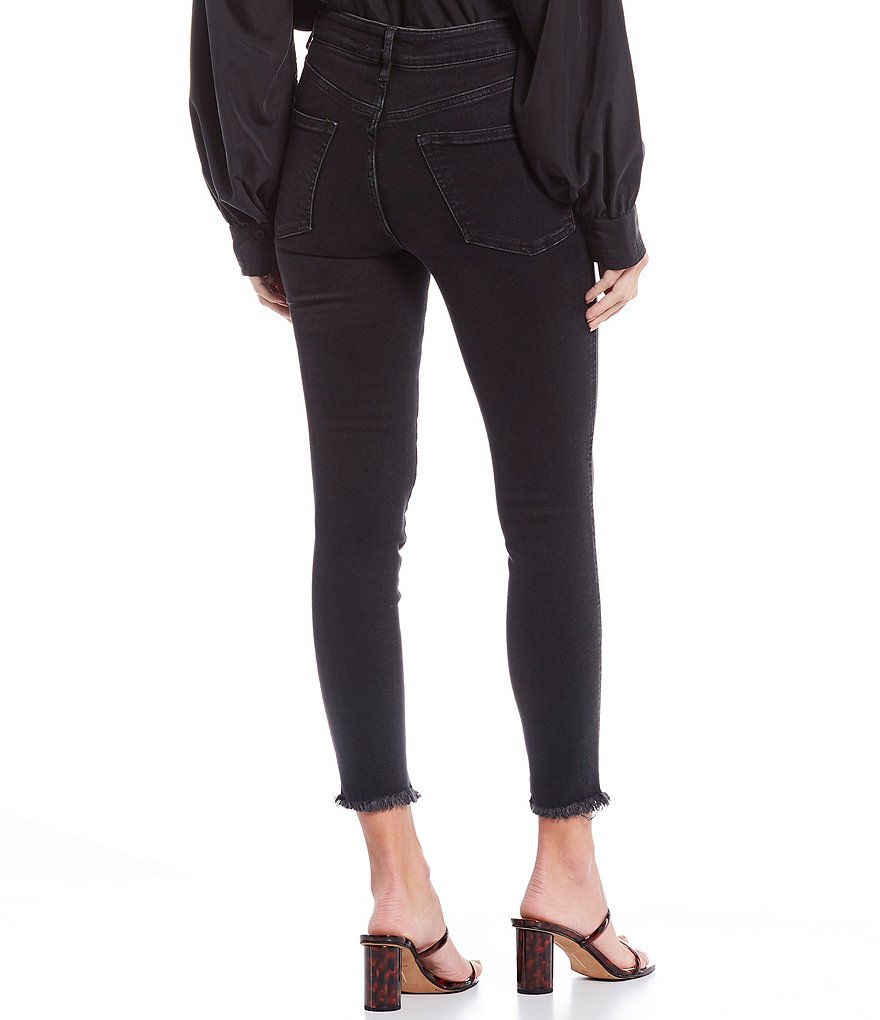 Free People Raw Hem High Rise Cotton Blend Jeans