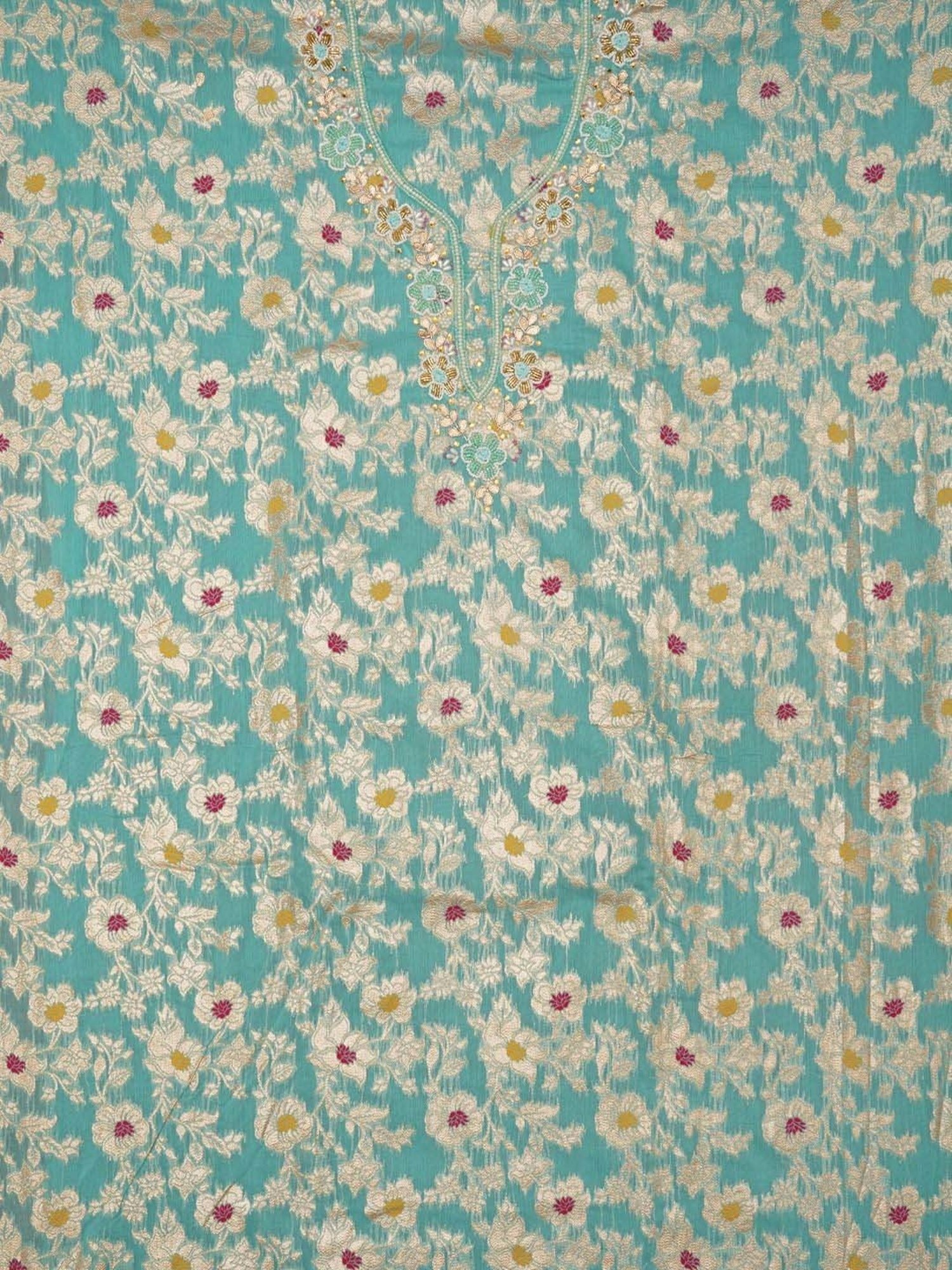 Jaipur Kurti Green Embellished Unstitched Dress Material