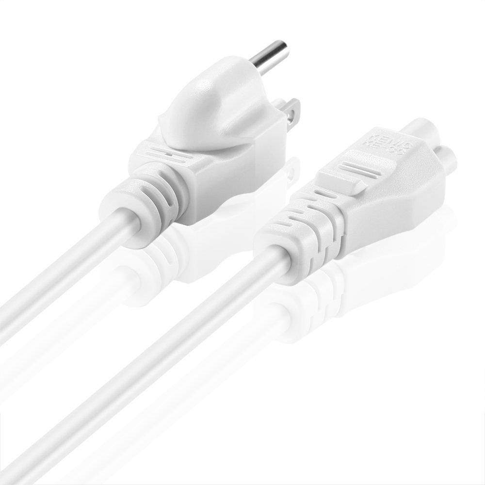 TNP Universal Power Cord - IEC320 C5 to NEMA 5-15P 3-Prong Mickey Mouse Power Extension Cable Wire Connector Socket Plug Jack For Laptop Notebook AC Supply Adapter Charger Wall Outlet (12FT, White)