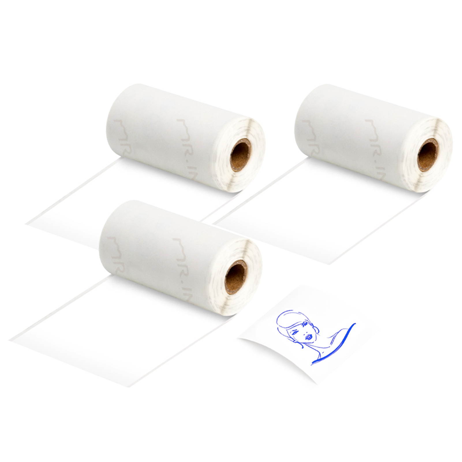 Aibecy 3 Rolls Self-Adhesive Thermal Paper Blue on White 50mm*3meters Compatible with Phomemo M02/M02S Thermal Printers