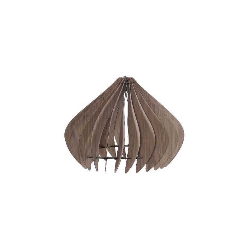 14" Modern Walnut Wood Hanging Pendant Light Brown - Ore International