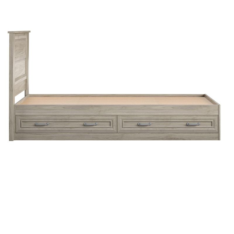 Sierra Ridge Levi Twin Bed with Storage & Twin Headboard, Light Walnut