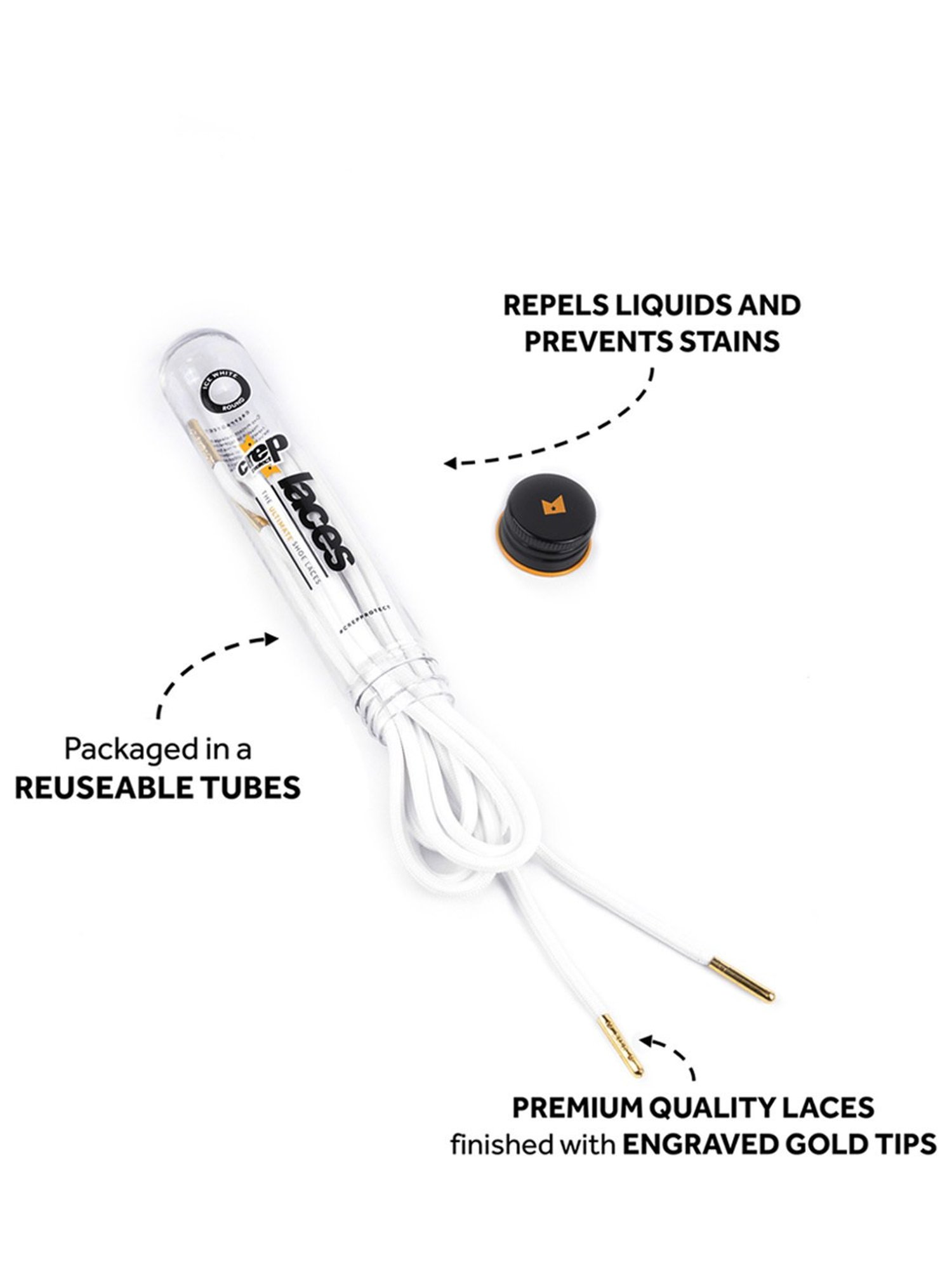 Crep Protect 135cm Round Mens Laces (White)