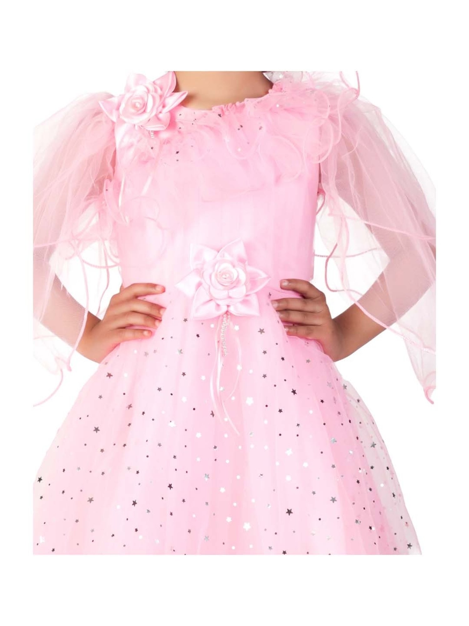 Ahhaaaa Kids Pink Cotton Embellished Dress