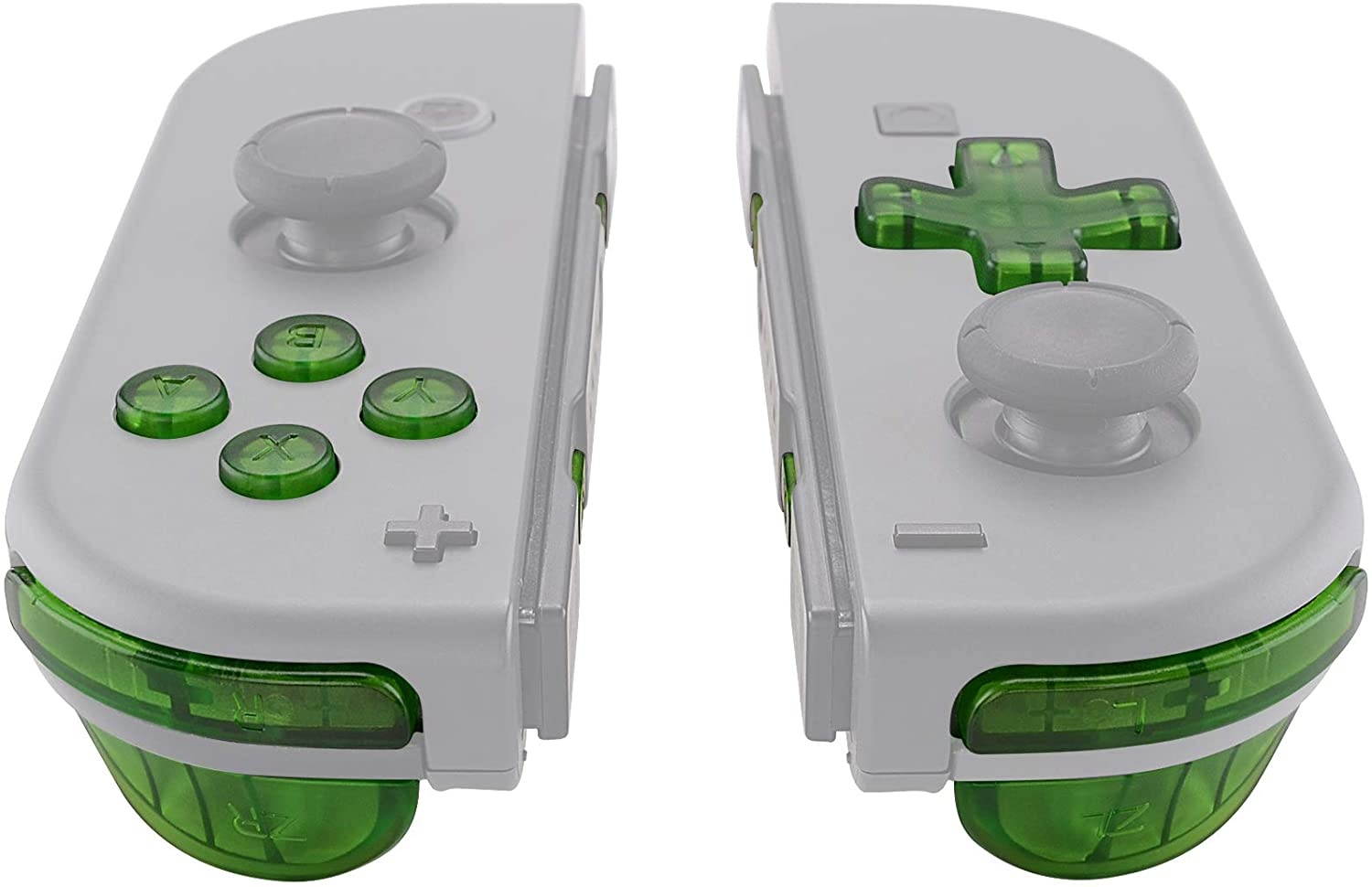 Transparent Clear Green D-pad ABXY Keys SR SL L R ZR ZL Trigger Buttons Springs, Replacement Full Set Buttons Fix Kits for Nintendo Switch Joycon (D-pad ONLY Fits for eXtremeRate Joycon D-pad Shell)