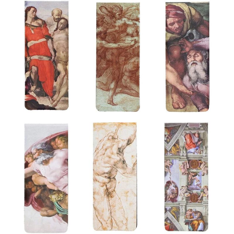 The Gifted Stationary 12 Pieces Michelangelo Magnetic Bookmarks for Books, 6 Designs, 0.8 x 2 in