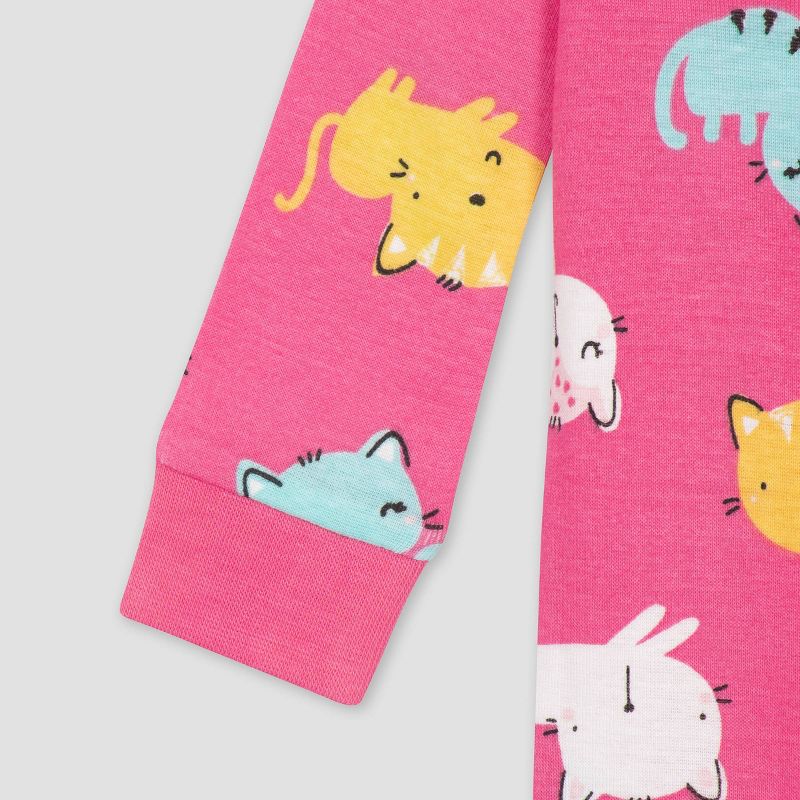 Gerber Baby Girls' 2pk Cat Snug Fit Footed Pajama - Beige/Pink 6M