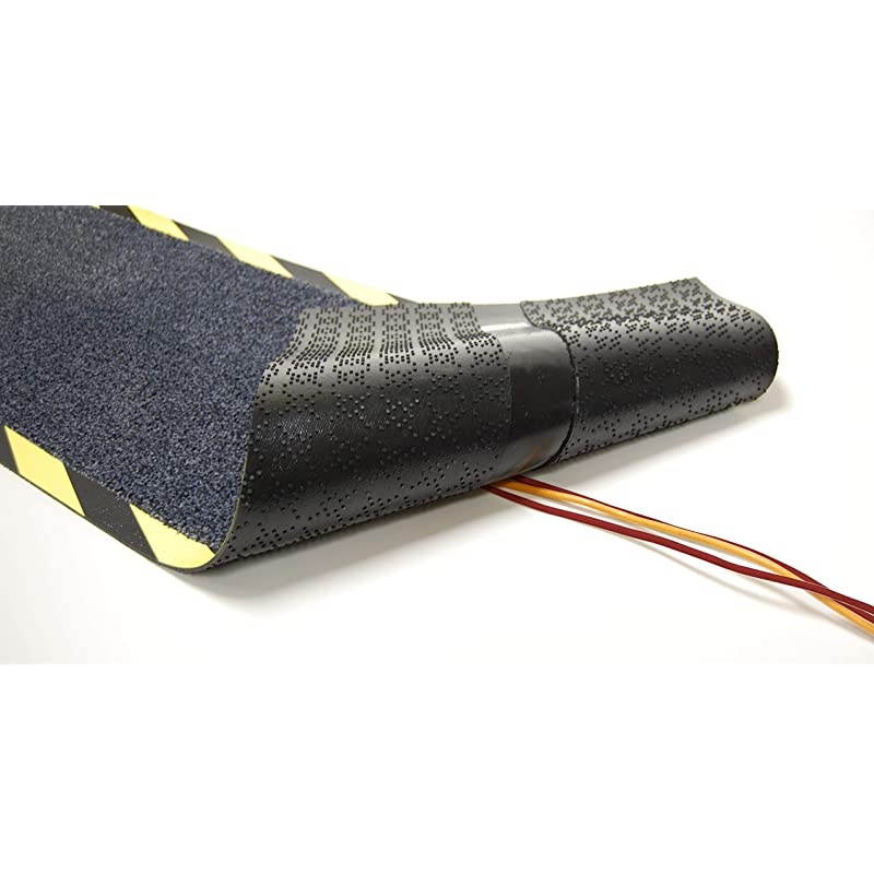 Protect 47&frac14;in x 15?in Carpet and Rubber Cord Cover Mat Overfloor protector for cables cords or wires Protect from trips and falls Quick Easy Simple Repositionable