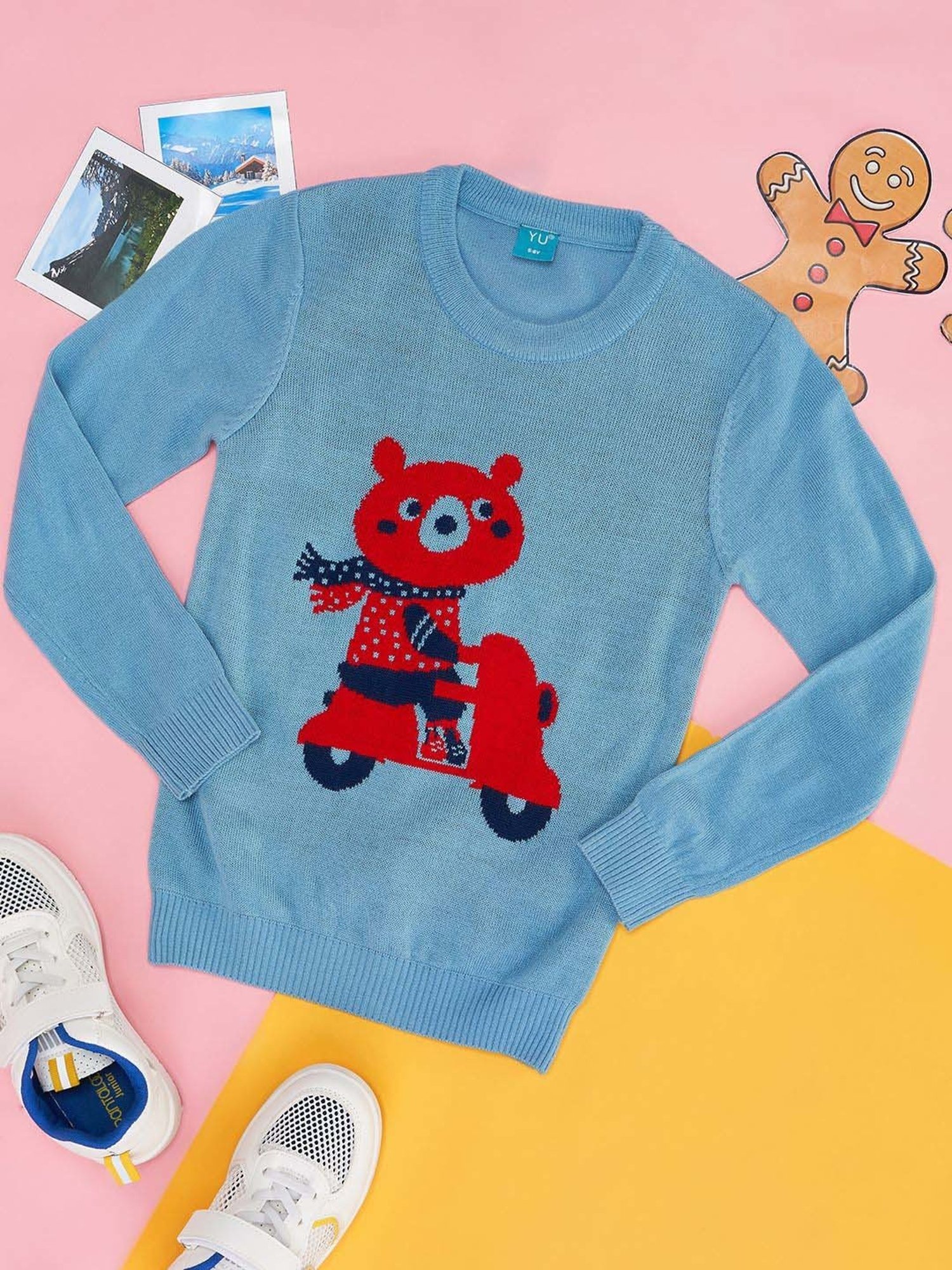 U.S. Polo Assn. Kids Black Self Design Sweater