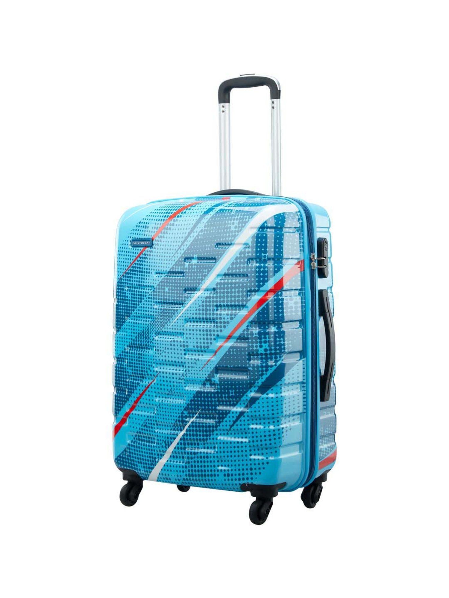 Aristocrat Radiance Blue Printed Hard Medium Trolley Bag - 47 cm