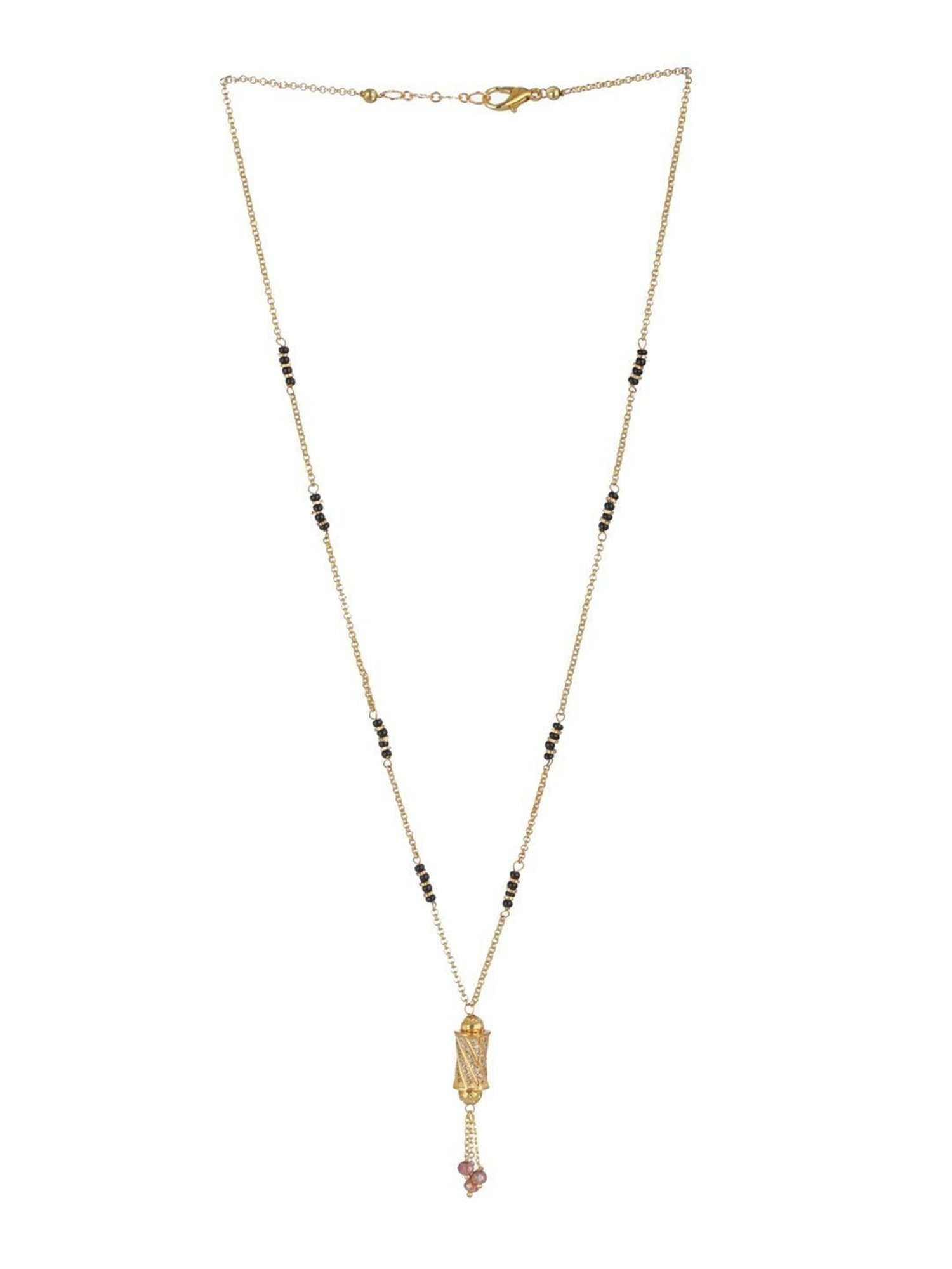 Abdesigns Gold-Plated American Diamond & Black Beaded Mangalsutra