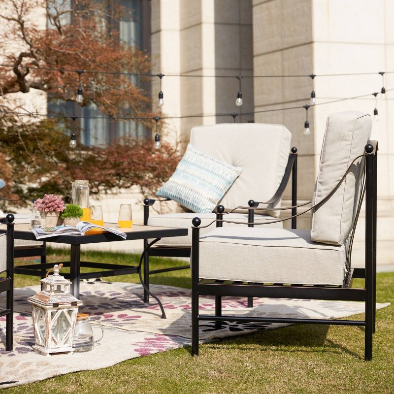 5pc Conversation Steel Patio Seating Sets Cream -  Lokatse