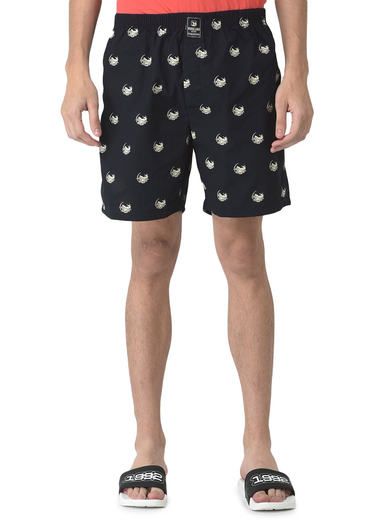 Woodland Navy Printed Shorts