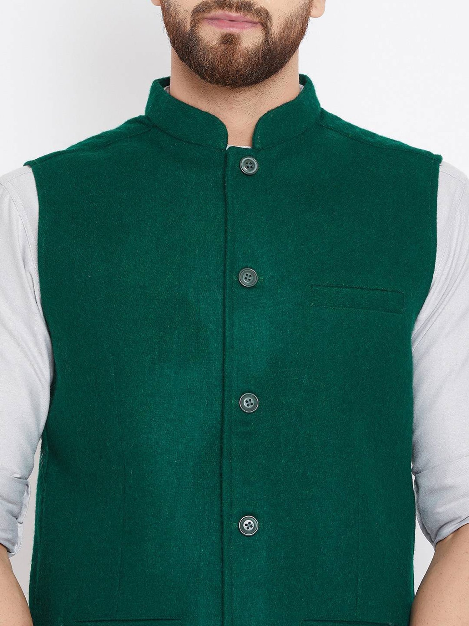 Even Green Regular Fit Nehru Jacket