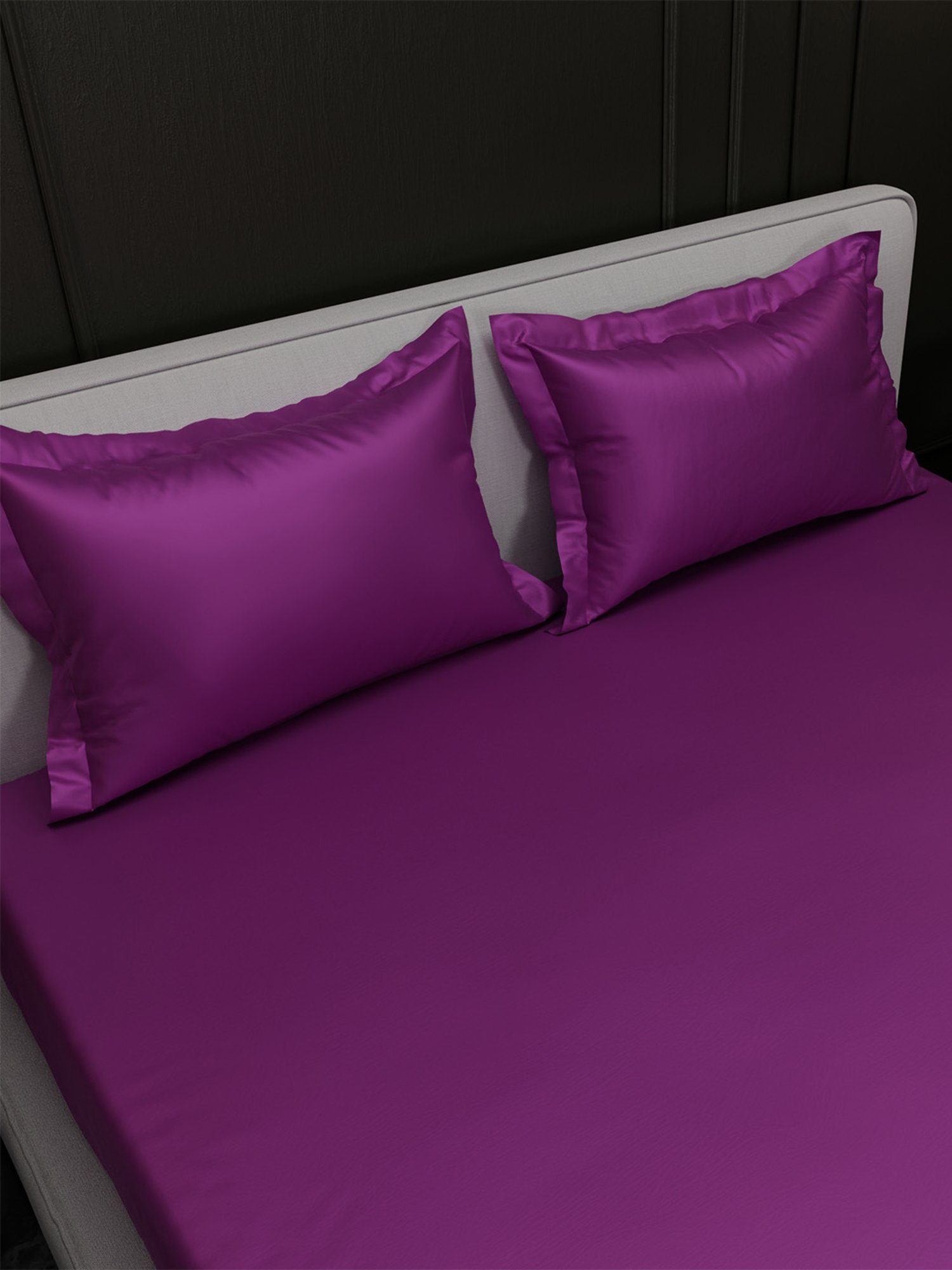 Stoa Paris Purple 300 TC Polyester King Fitted Sheet with 2 Pillow Covers