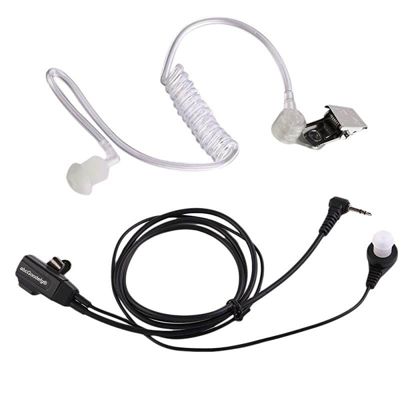 2 Two Way Radio Earpiece for Motorola Talkabout Cobra Radios 1 Pin 25mm Covert Acoustic Tube Walkie Talkie Earpiece Headset with PTT Mic 2 Pack