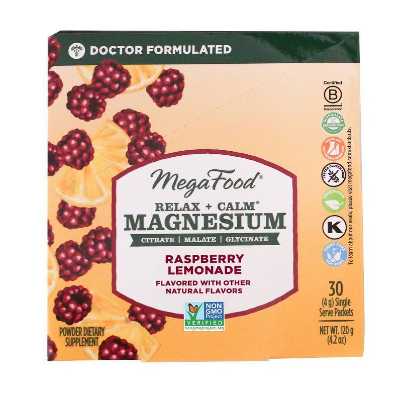MegaFood Magnesium Powder Supplement - Raspberry Lemonade - 30ct