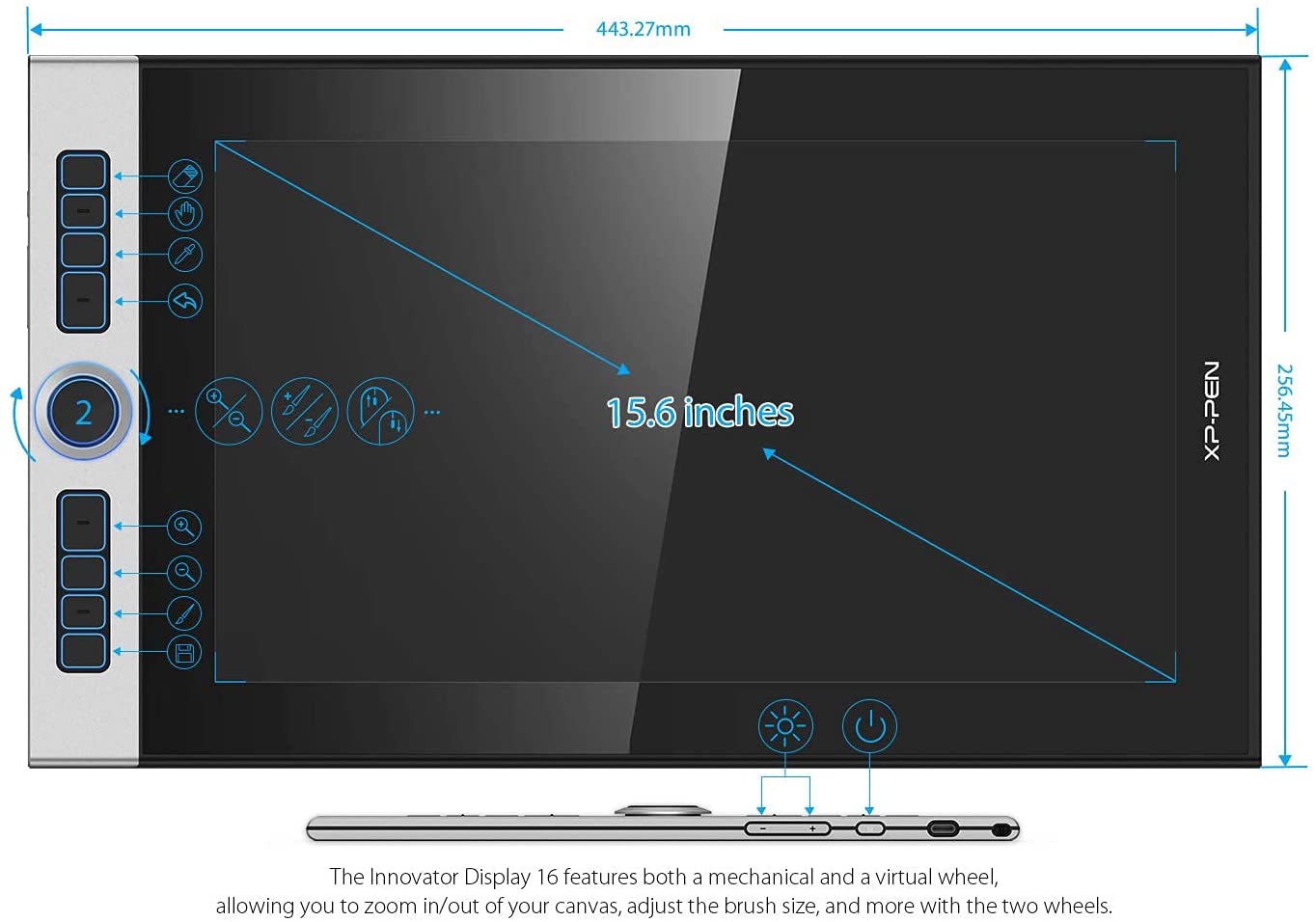 XP-PEN Innovator 16 Pen Display 15.6 Inch Drawing Monitor Full-Laminated Technology Graphics Monitor with Tilt Support Passive Pen and 8 Customizable Shortcut Keys(Supports 92% Adobe RGB Color Gamut)