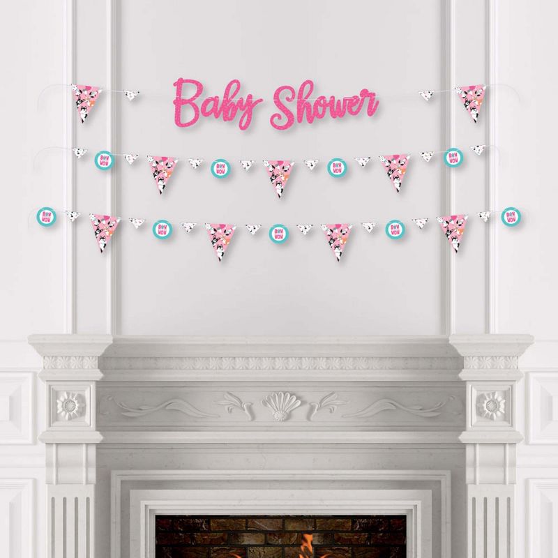 Big Dot of Happiness Pawty Like a Puppy Girl - Pink Dog Baby Shower Letter Banner Decoration - 36 Banner Cutouts and Baby Shower Banner Letters