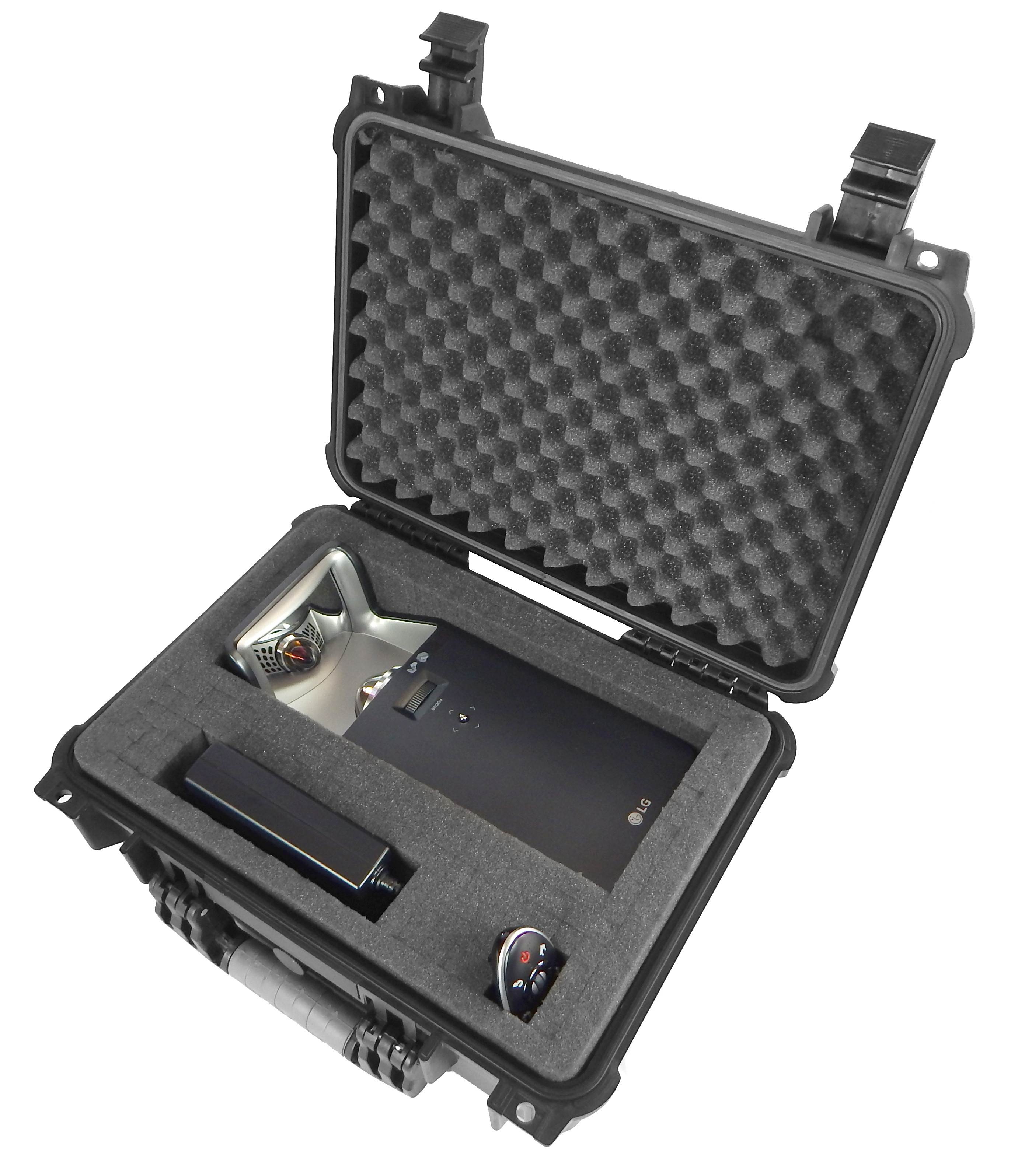 PROJECTORBOX Waterproof Short Throw Projector Carry Case for LG Electronics PF1000U / PF1000UW / PF1000UA Ultra Short Throw Smart Home Theater Projector and Accessories - Protective Travel Bag