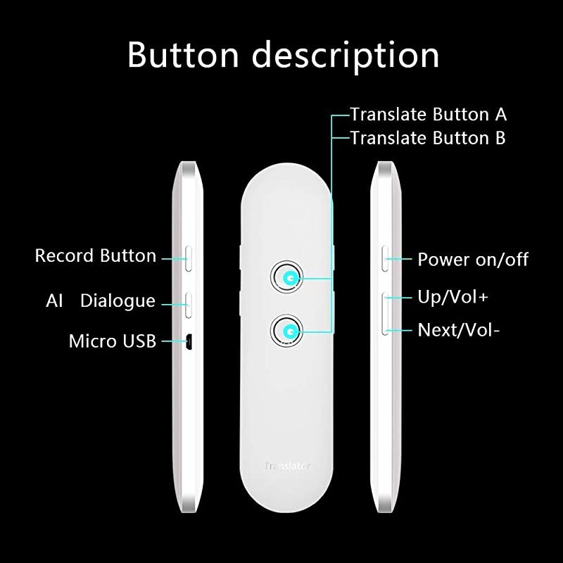 T4 Voice Translator Handhold Real Time Speech Translation 42+ Languages English Chinese Arabic Portuguese French German Spanish Russian Japanese for Travel Business Shopping Meeting (White)