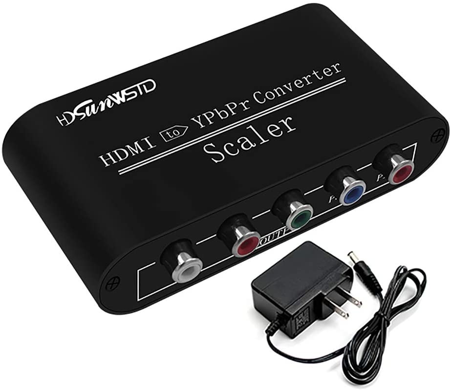 HDMI to 1080P Component Video (YPbPr/RGB/ 5RCA) Scaler Converter Adapter + R / L Support PS3, PS4, Blu-ray Player, DVD, Xbox, Notebook