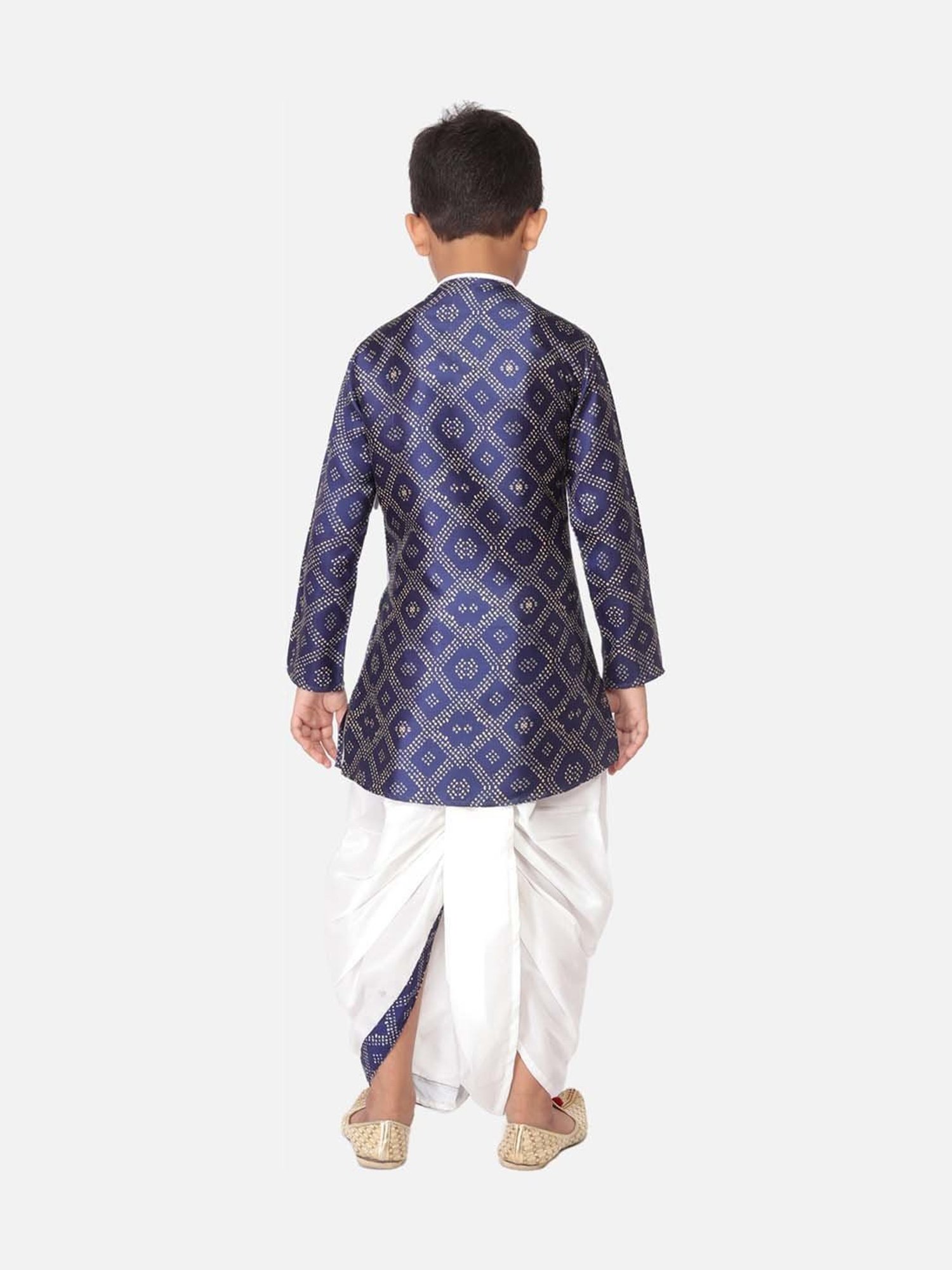 TABARD Kids Blue & White Cotton Printed Kurta Set