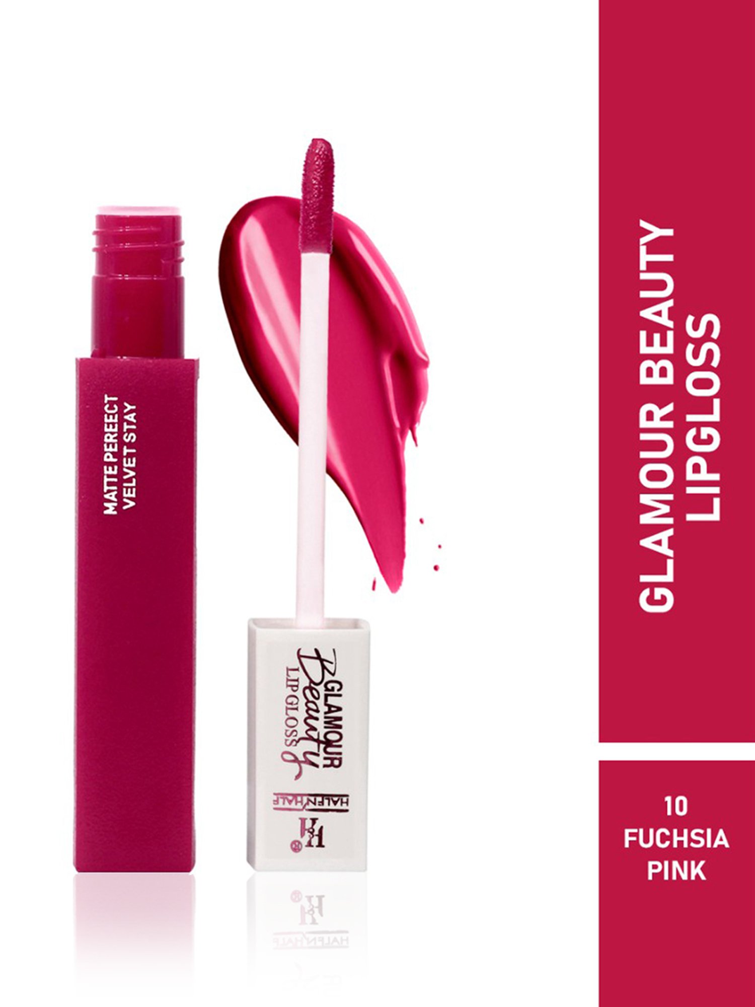 Half N Half Glamour Beauty Matte Perfect Velvet Stay Lip Gloss 10 Fuchsia Pink - 5 ml