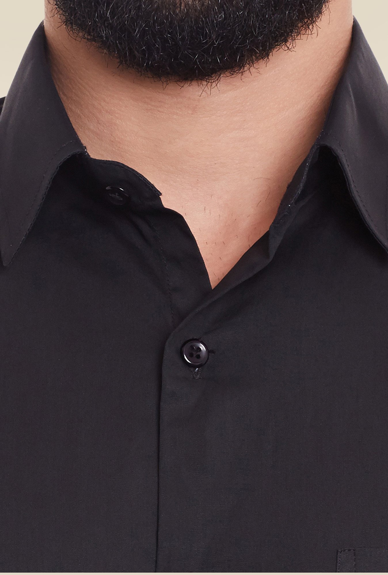 Hancock Black Cotton Full Sleeves Formal Shirt