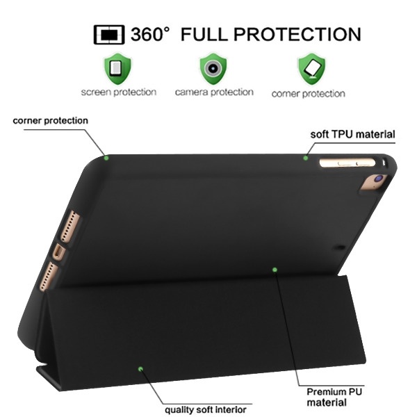 Smart Leather Hybrid Case with Apple Pencil Holder for iPad Mini 5 (5th Generation) / iPad Mini 4 - Black