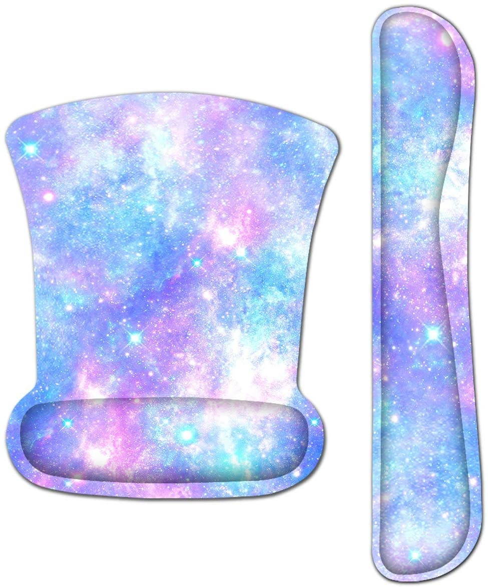 Keyboard Wrist Rest Mouse Pad Support, ToLuLu Gel Ergonomic Mouse Pads for Computer Laptop PC, Comfortable Durable Mousepad Keyboard Wrist Rests for Easy Typing Pain Relief, Romantic Starry Night Sky