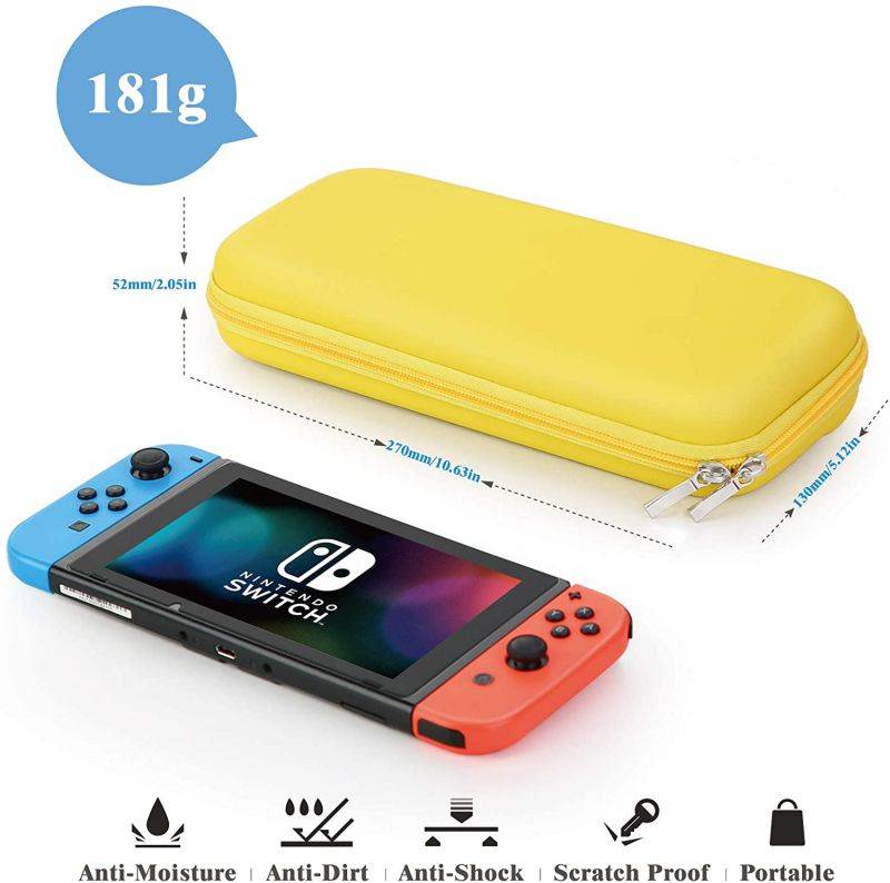 HEYSTOP Switch Carrying Case for Nintendo Switch Case with Screen Protector, 9 in 1 Nintendo Switch Accessories Kit and 6 Pcs Thumb Grip, Nintendo Switch Protective Case