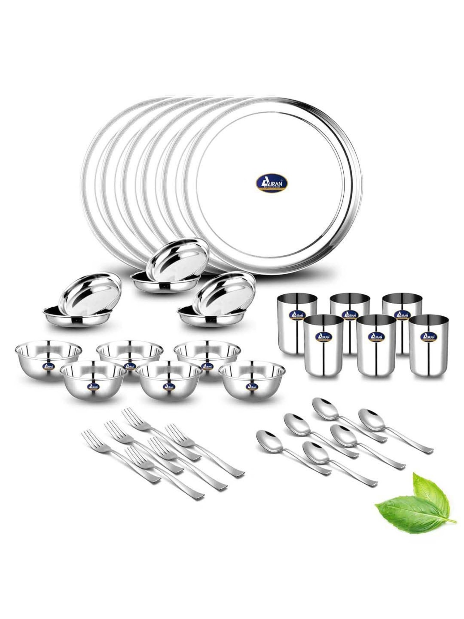 Airan Silver Stainless Steel 36 Pcs Dinner Set